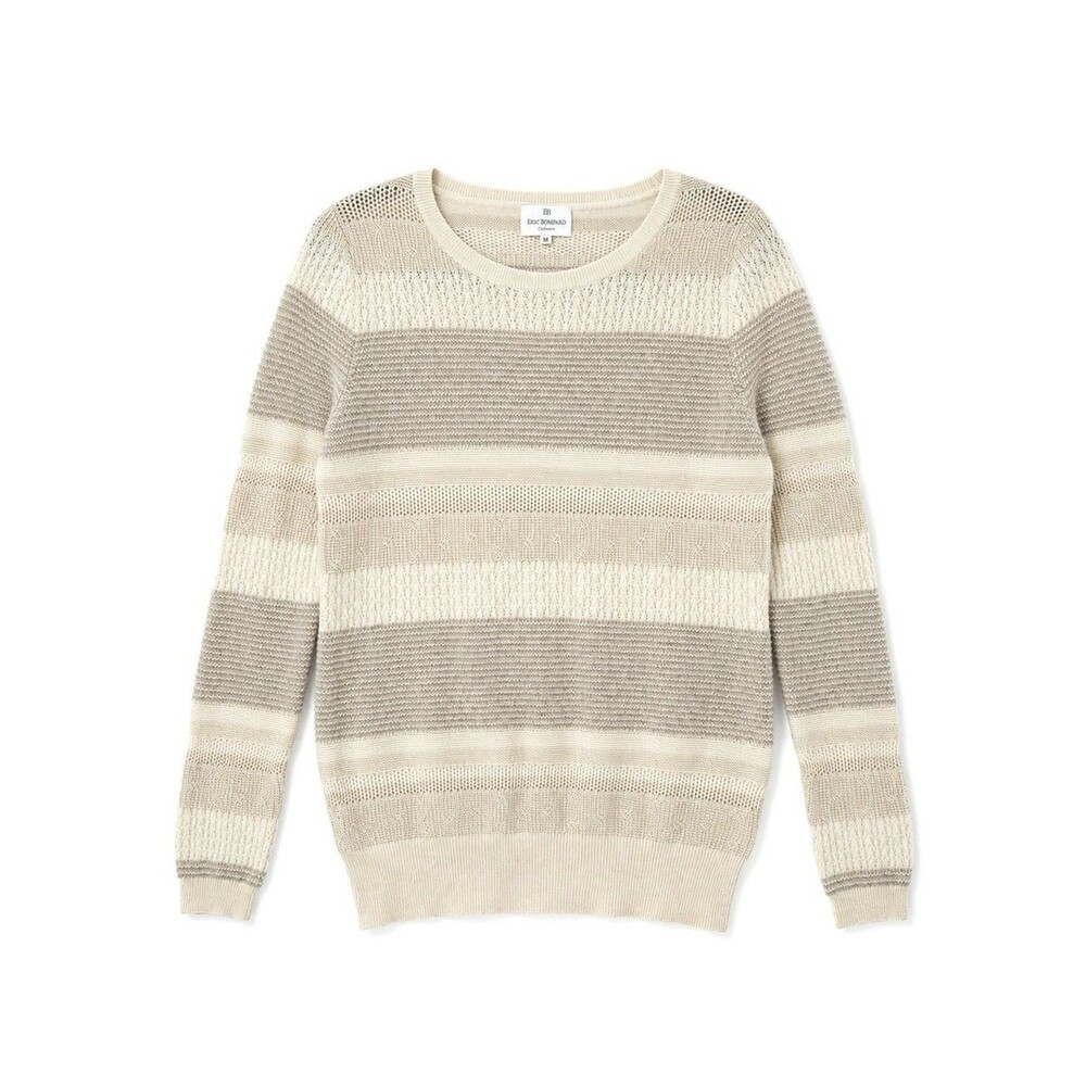Eric Bompard Cashmere Striped Sweater | Women’s Medium | Luxury Neutral Knit